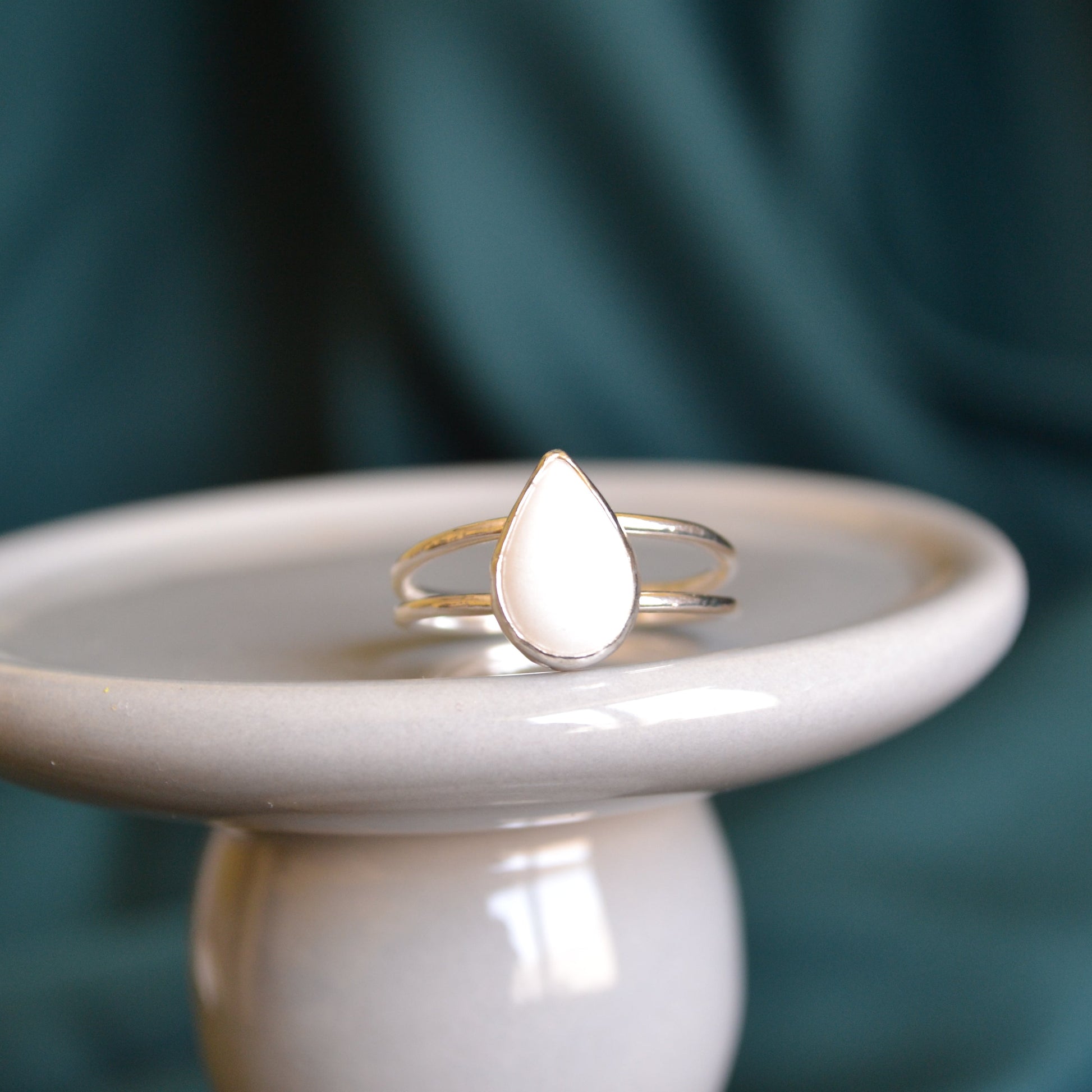 Milk Drop Double Band Ring