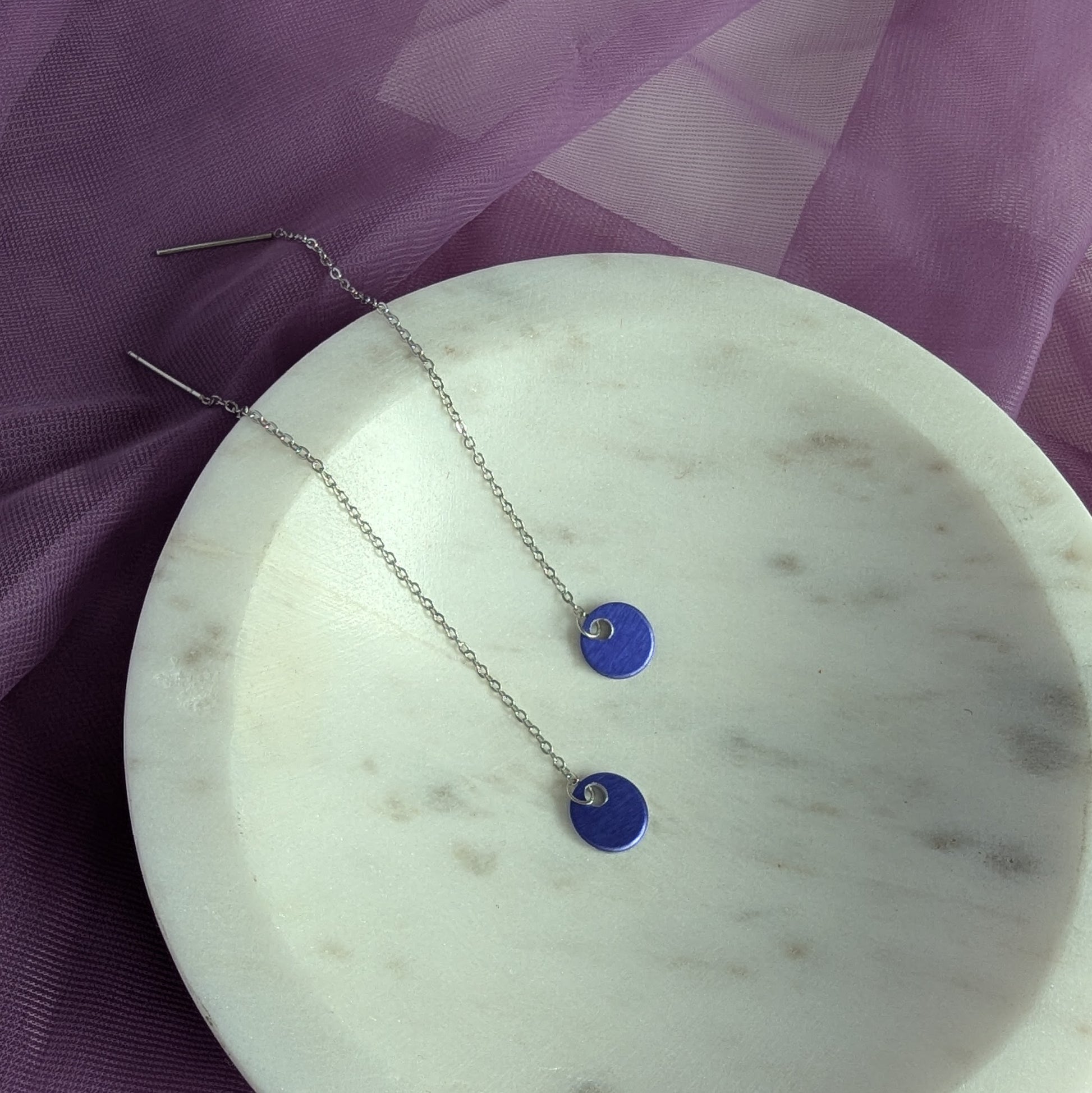Journey Jewelry - Purple Rounds Threader Earrings