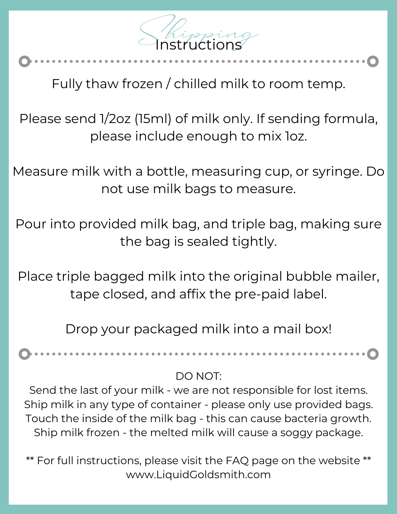 Memory Mailing Kit