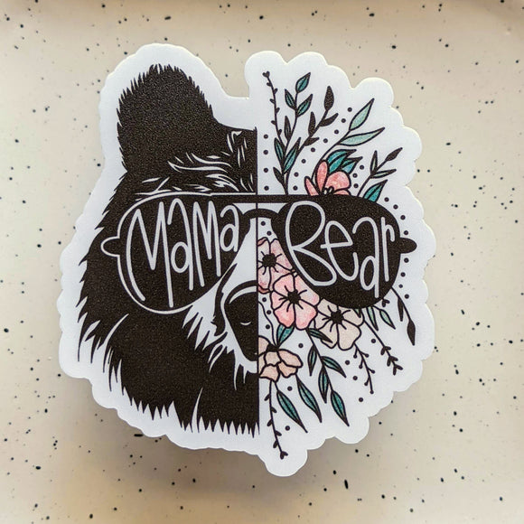 Floral Mama Bear Vinyl Sticker